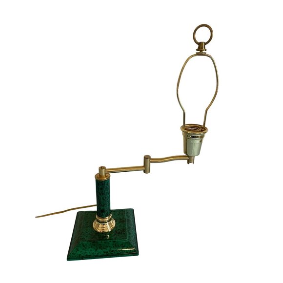 Vintage Swing Arm Desk Lamp Green Marble Marble Look - Picture 1 of 7